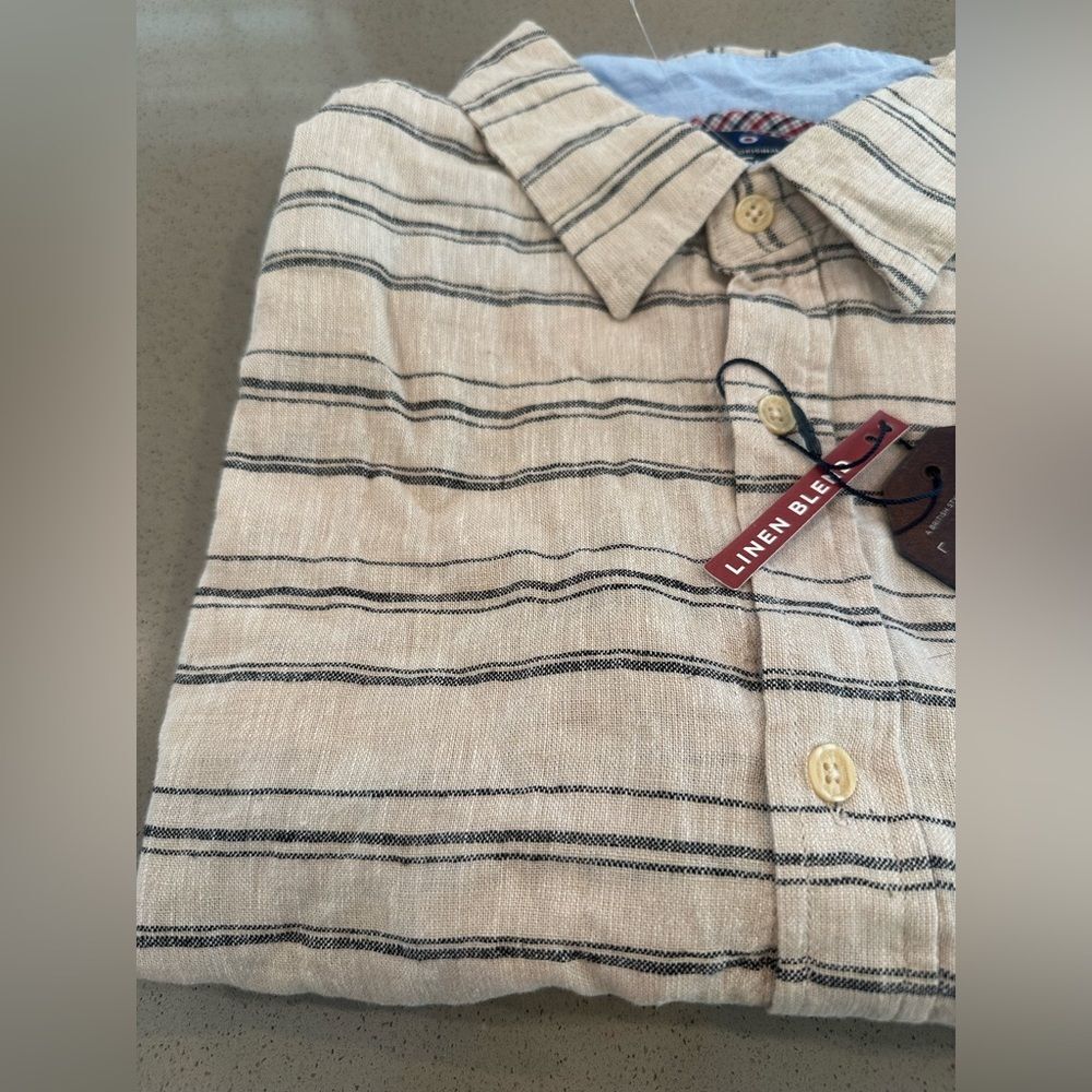 Brand New With Tag! Ben Sherman Linen-Blend Short Sleeve Button up Shirt Size L - Picture 4 of 9